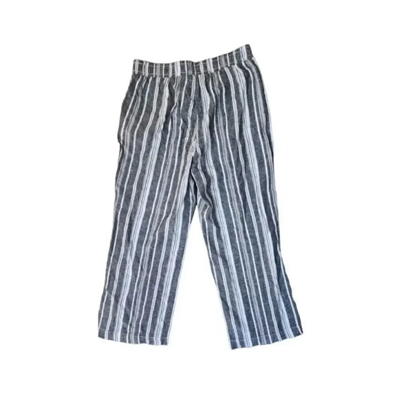 NWT Briggs Pants Women's Size XL Gray White Striped Wide Leg Pull On Linen Blend - Picture 2 of 11